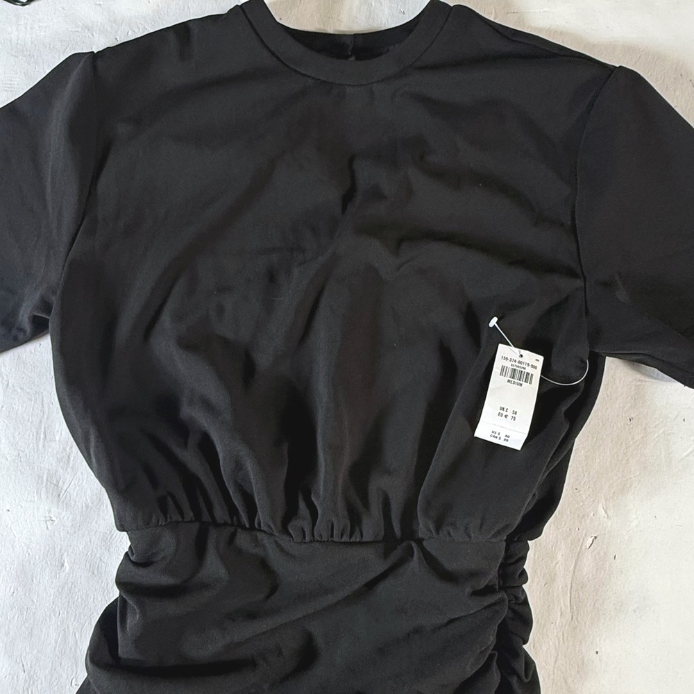 Abercrombie & Fitch Mini Dress Womens Medium Black Ruched Side Zip NWT MSRP $80